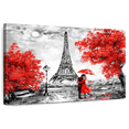 thumbnail image 1 of Elephant Stock Paris Couple Pop Wall Art - Horizontal Canvas Wall Art - Living Room Wall Decor - Places Canvas - Red And Black Decor - 51" x 34", 1 of 8