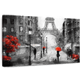 thumbnail image 1 of Elephant Stock Paris Rainy Day Wall Art - Horizontal Canvas Wall Art - Living Room Wall Decor - City Canvas - Red And Gray Decor - 24" x 16", 1 of 8