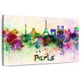thumbnail image 1 of Elephant Stock Paris Skyline Colors Wall Art - Horizontal Canvas Wall Art - Living Room Wall Decor - City Canvas - Green And Purple Decor - 30" x 20", 1 of 8
