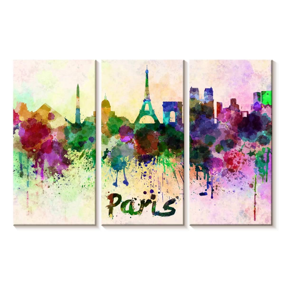 Elephant Stock Paris Skyline Colors Wall Art - Horizontal Multi Panel ...