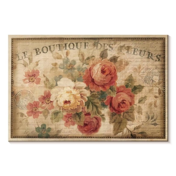 Elephant Stock Parisian Flowers Iii Wall Art - Horizontal Canvas Wall Art - Living Room Wall Decor - Floral And Botanical Canvas - Green And Pink Decor By Danhui Nai - 12" x 8"