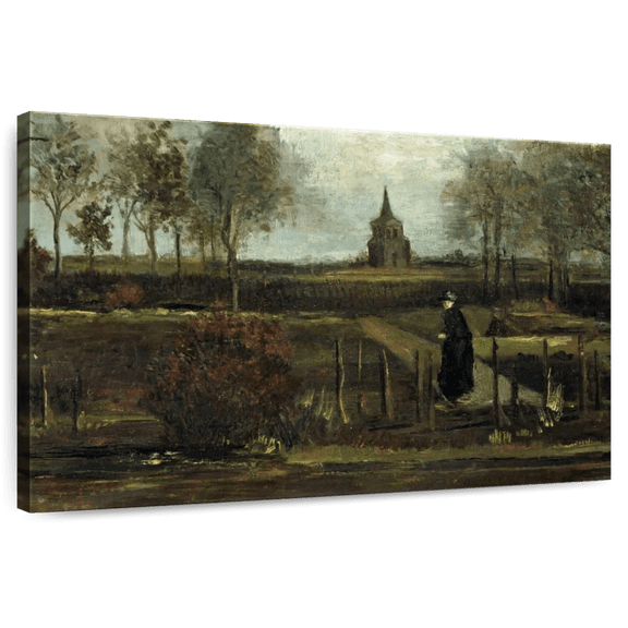 Elephant Stock The Parsonage Garden At Nuenen Wall Art - Horizontal Canvas Wall Art - Living Room Wall Decor - Nature Canvas - Gray And Green Decor By Vincent Van Gogh - 12" x 8"