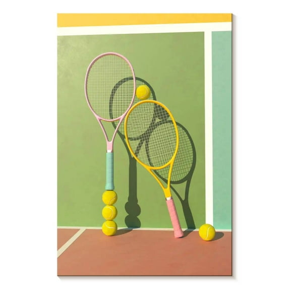 Elephant Stock Pastel Tennis Rackets Wall Art - Vertical Canvas Wall Art - Living Room Wall Decor - Sports Canvas - Orange And Yellow Decor - 8" x 12"