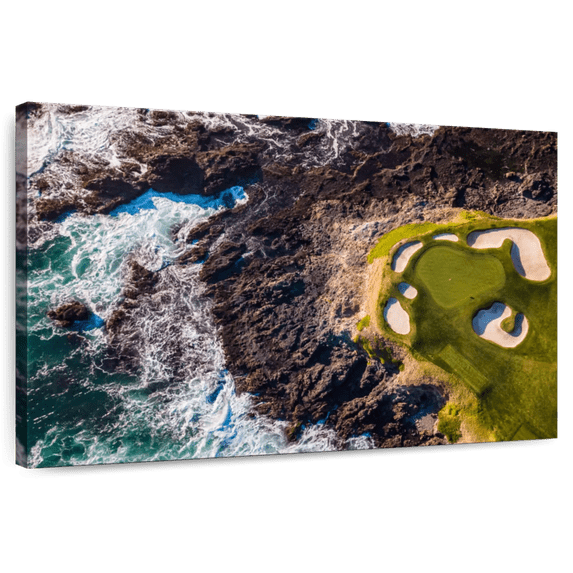 Elephant Stock Pebble Beach Ca Golf Course Wall Art - Horizontal Canvas Wall Art - Living Room Wall Decor - Sports Canvas - Black And Green Decor - 36" x 24"