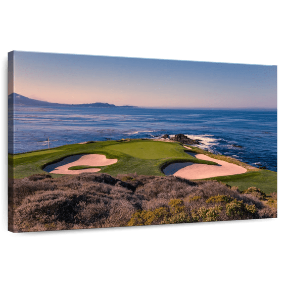 Elephant Stock Pebble Beach Golf Club Wall Art - Horizontal Canvas Wall Art - Living Room Wall Decor - Sports Canvas - Beige And Blue Decor - 12" x 8"