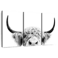 thumbnail image 1 of Elephant Stock Peeking Cow Bw Wall Art - Horizontal Multi Panel Canvas - Living Room Wall Decor - Animal Multi Panel - White And Gray Decor By Sisi And Seb - 45" x 28", 1 of 8