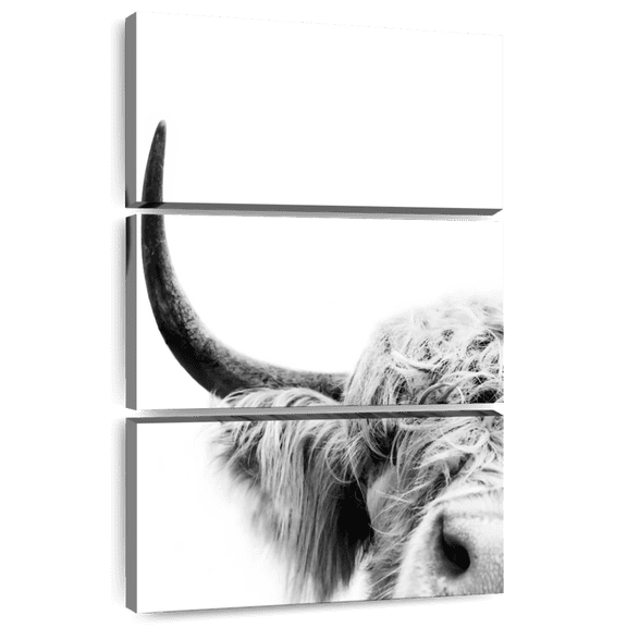 Elephant Stock Peeking Cow Ii Wall Art - Vertical Multi Panel Canvas - Living Room Wall Decor - Animal Multi Panel - White And Gray Decor By Sisi And Seb - 20" x 32"