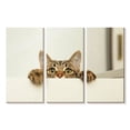 thumbnail image 1 of Elephant Stock Peeking Young Cat Wall Art - Horizontal Multi Panel Canvas - Living Room Wall Decor - Animal Multi Panel - Beige And Brown Decor - 23" x 14", 1 of 4