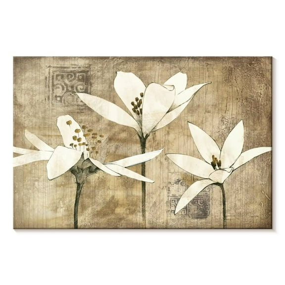 Elephant Stock Pencil Floral Iii Wall Art - Horizontal Canvas Wall Art - Living Room Wall Decor - Floral And Botanical Canvas - Brown And Gray Decor By Avery Tillmon - 12" x 8"