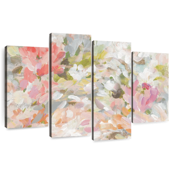 Elephant Stock Petal Confetti Wall Art - Horizontal Multi Panel Canvas - Lobby Wall Decor - Abstract Multi Panel - Purple And Beige Decor By Danhui Nai - 36" x 22"