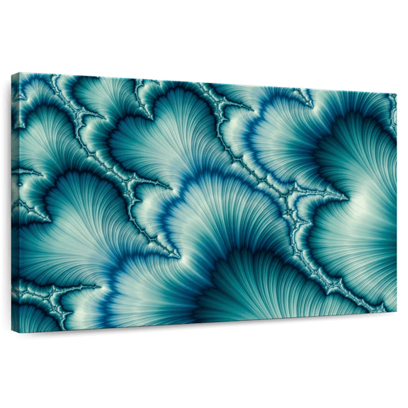 Elephant Stock Petals Digital Abstract Wall Art - Horizontal Canvas Wall Art - Lobby Wall Decor - Abstract Canvas - Teal And Turquoise Decor - 51" x 34"