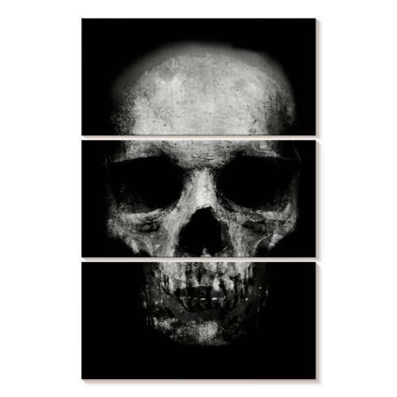 Elephant Stock Phantom Skull Wall Art - Vertical Multi Panel Canvas - Living Room Wall Decor - Gothic Multi Panel - Black And White Decor - 20" x 32"
