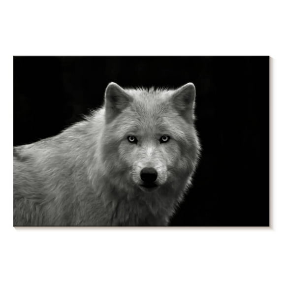 Elephant Stock Phantom Wolf Wall Art - Horizontal Canvas Wall Art - Living Room Wall Decor - Animal Canvas - Black And Gray Decor - 45" x 30"