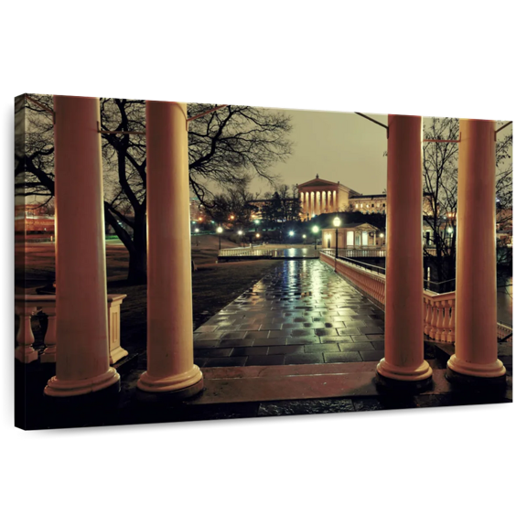 Elephant Stock Philadelphia Art Museum Wall Art - Horizontal Canvas Wall Art - Hallway Wall Decor - Places Canvas - Black And Brown Decor - 36" x 24"