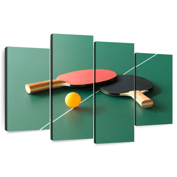 Elephant Stock Pingpong Gear Set Wall Art - Horizontal Multi Panel Canvas - Living Room Wall Decor - Sports Multi Panel - Black And Orange Decor - 36" x 22"