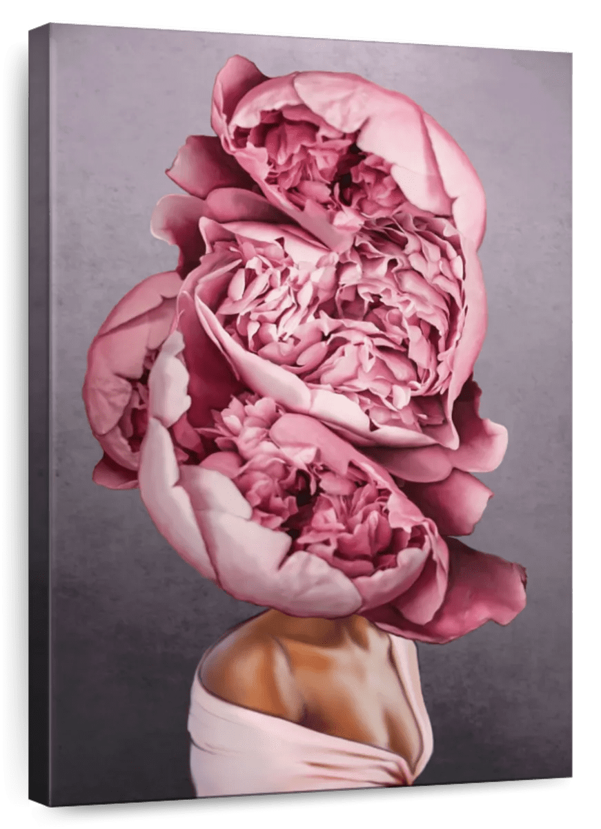 Elephant Stock Pink Floral Lady Wall Art Vertical Canvas Wall Art