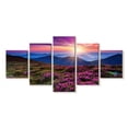 thumbnail image 1 of Elephant Stock Pink Flowers At Sunset Wall Art - Horizontal Multi Panel Canvas - Living Room Wall Decor - Nature Multi Panel - Green And Pink Decor - 42" x 19", 1 of 4
