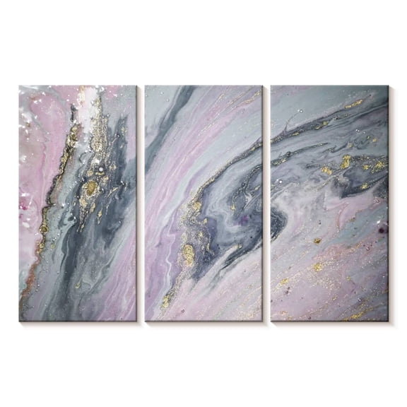 Elephant Stock Pink And Grey Abstract Wall Art - Horizontal Multi Panel Canvas - Living Room Wall Decor - Abstract Multi Panel - Blue And Purple Decor - 74" x 48"