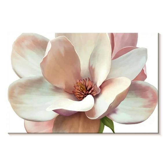 Elephant Stock Pink Magnolia Wall Art - Horizontal Canvas Wall Art - Living Room Wall Decor - Floral And Botanical Canvas - Beige And Pink Decor - 24" x 16"