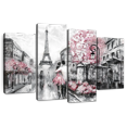 thumbnail image 1 of Elephant Stock Pink Paris Wall Art - Horizontal Multi Panel Canvas - Living Room Wall Decor - Places Multi Panel - Gray And White Decor - 75" x 48", 1 of 8