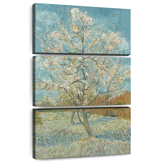 Elephant Stock The Pink Peach Tree Wall Art - Vertical Multi Panel Canvas - Living Room Wall Decor - Floral And Botanical Multi Panel - Beige And Orange Decor By Vincent Van Gogh - 32" x 50"