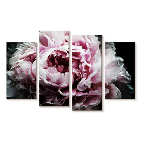 Elephant Stock Pink Peony Passion Wall Art - Horizontal Multi Panel Canvas - Living Room Wall Decor - Floral And Botanical Multi Panel - Red And Pink Decor By Irena Orlov - 24" x 14"