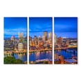 thumbnail image 1 of Elephant Stock Pittsburgh Blue Hour Wall Art - Horizontal Multi Panel Canvas - Living Room Wall Decor - City Multi Panel - Blue And Orange Decor - 23" x 14", 1 of 4