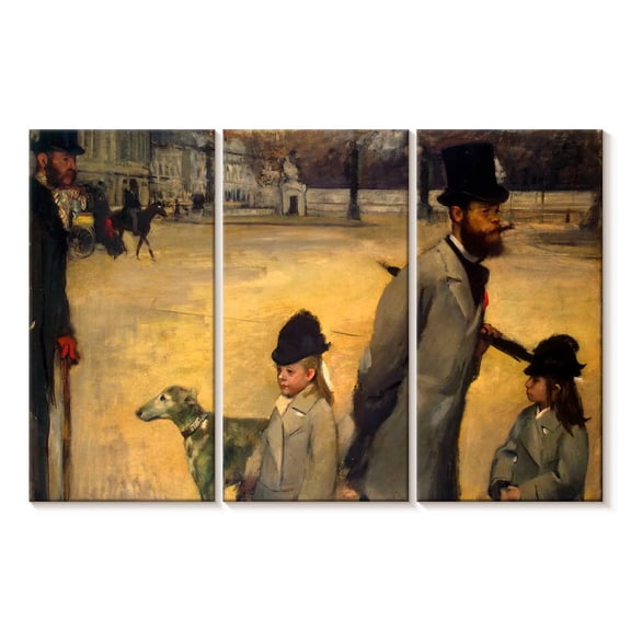 Elephant Stock Place De La Concorde Wall Art - Horizontal Multi Panel Canvas - Lobby Wall Decor - Places Multi Panel - Gray And Black Decor By Edgar Degas - 38" x 24"
