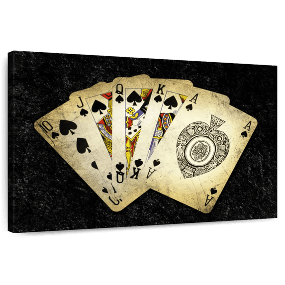 Elephant Stock Poker Spade Wall Art - Horizontal Canvas Wall Art - Mancave Wall Decor - Hobbies And Lifestyle Canvas - Black And Beige Decor - 39" x 26"