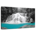 thumbnail image 1 of Elephant Stock Pop Rainforest Waterfall Wall Art - Horizontal Canvas Wall Art - Living Room Wall Decor - Nature Canvas - Teal And Black Decor - 45" x 30", 1 of 8