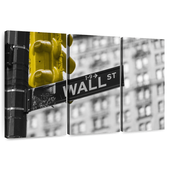 Elephant Stock Pop Wall Street Wall Art - Horizontal Multi Panel Canvas - Living Room Wall Decor - City Multi Panel - Black And Gray Decor - 33" x 20"