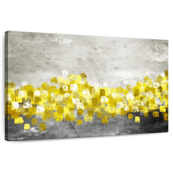 Elephant Stock Pop Of Yellow Abstract Xxiii Wall Art - Horizontal Canvas Wall Art - Living Room Wall Decor - Abstract Canvas - Yellow And Gray Decor - 12" x 8"