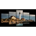 thumbnail image 1 of Elephant Stock Portland Head Lighthouse In Maine At Sunrise Wall Art - Horizontal Multi Panel - Living Room Wall Decor - Nautical Multi Panel - Blue And Beige Decor By Scott Stulberg - 55" X 24", 1 of 4