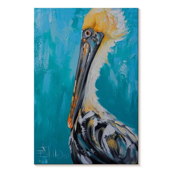 Elephant Stock Posh Pelican Wall Art - Vertical Canvas Wall Art - Living Room Wall Decor - Animal Canvas - Gray And Teal Decor By Estelle Grengs - 8" x 12"