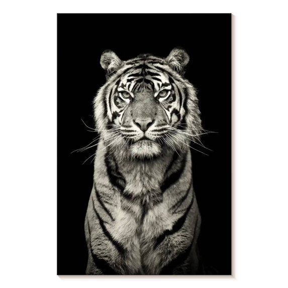Elephant Stock Powerful Tiger Portrait Wall Art - Vertical Canvas Wall Art - Living Room Wall Decor - Animal Canvas - Gray And Black Decor - 20" x 30"