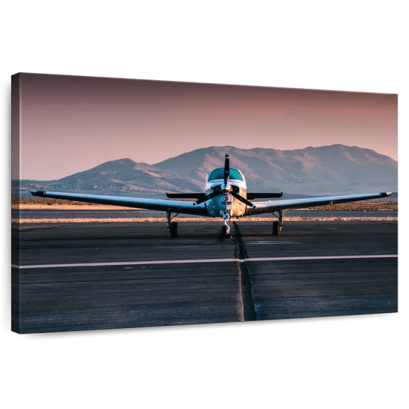 Elephant Stock Private Aeroplane Wall Art - Horizontal Canvas Wall Art - Living Room Wall Decor - Transportation Canvas - Blue And Pink Decor - 12" x 8"