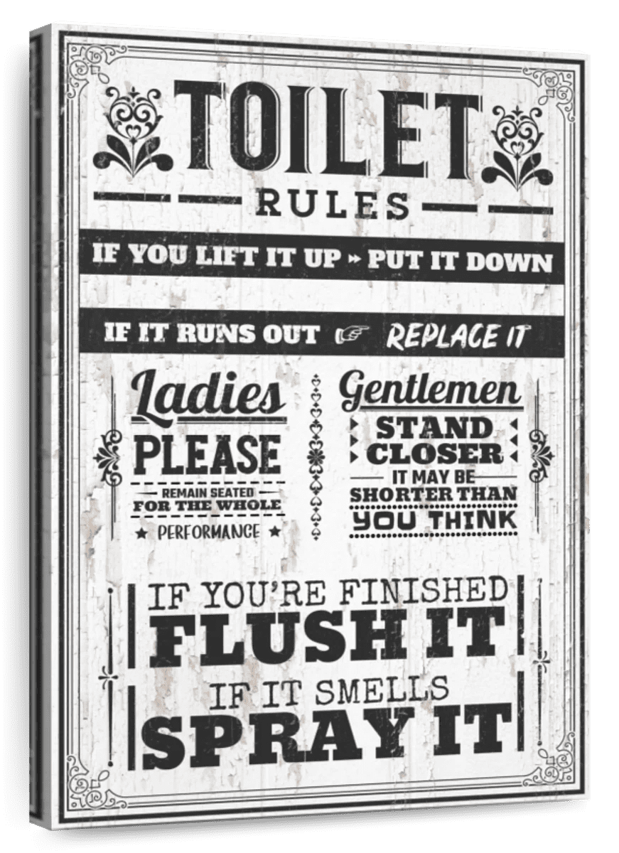 Elephant Stock Proper Bathroom Rules Wall Art - Vertical Canvas Wall ...