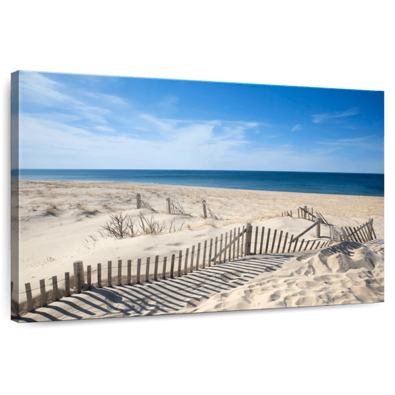 Elephant Stock Provincetown Beach Wall Art - Horizontal Canvas Wall Art - Living Room Wall Decor - Beach Canvas - Beige And Blue Decor - 45" x 30"