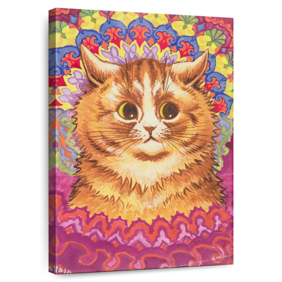 Elephant Stock A Psychotic Cat Wall Art - Vertical Canvas Wall Art - Living Room Wall Decor - Animal Canvas - Brown And Yellow Decor By Louis Wain - 8" x 12"