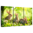 thumbnail image 1 of Elephant Stock Rabbits By The Meadow Wall Art - Horizontal Multi Panel Canvas - Living Room Wall Decor - Animal Multi Panel - Green And Yellow Decor - 45" x 28", 1 of 8