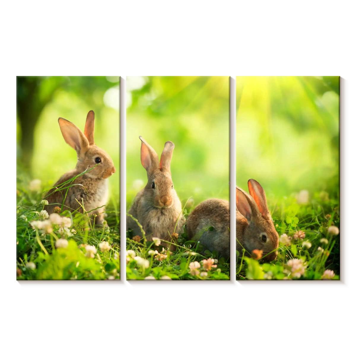 Elephant Stock Rabbits By The Meadow Wall Art - Horizontal Multi Panel ...