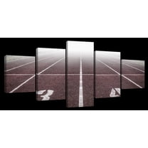 Elephant Stock Race Track Wall Art - Horizontal Multi Panel Canvas - 5 Pieceliving Room Wall Decor - Photography Sports Multi Panel - Red And White Decor - 29" x 12"