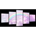 thumbnail image 1 of Elephant Stock Rainbow On Clouds Wall Art - Horizontal Multi Panel Canvas - Living Room Wall Decor - Nature Multi Panel - Pink And Purple Decor - 80" x 36", 1 of 4