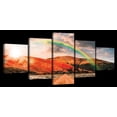 thumbnail image 1 of Elephant Stock Rainbow Country Road Wall Art - Horizontal Multi Panel Canvas - 5 Pieceliving Room Wall Decor - Photography Nature Multi Panel - Orange And Brown Decor - 29" x 12", 1 of 4