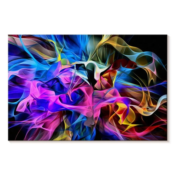 Elephant Stock Rainbow Fog Wall Art - Horizontal Canvas Wall Art - Living Room Wall Decor - Abstract Canvas - Black And Blue Decor - 39" x 26"