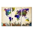 thumbnail image 1 of Elephant Stock Rainbow Grunge World Map Wall Art - Horizontal Multi Panel Canvas - Living Room Wall Decor - Map Multi Panel - Blue And Green Decor - 23" x 14", 1 of 4