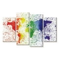 thumbnail image 1 of Elephant Stock Rainbow Splatter World Map Wall Art - Horizontal Multi Panel Canvas - Living Room Wall Decor - Map Multi Panel - White And Blue Decor - 36" x 22", 1 of 4