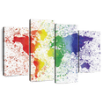 thumbnail image 1 of Elephant Stock Rainbow Splatter World Map Wall Art - Horizontal Multi Panel Canvas - Living Room Wall Decor - Map Multi Panel - White And Blue Decor - 36" x 22", 1 of 8