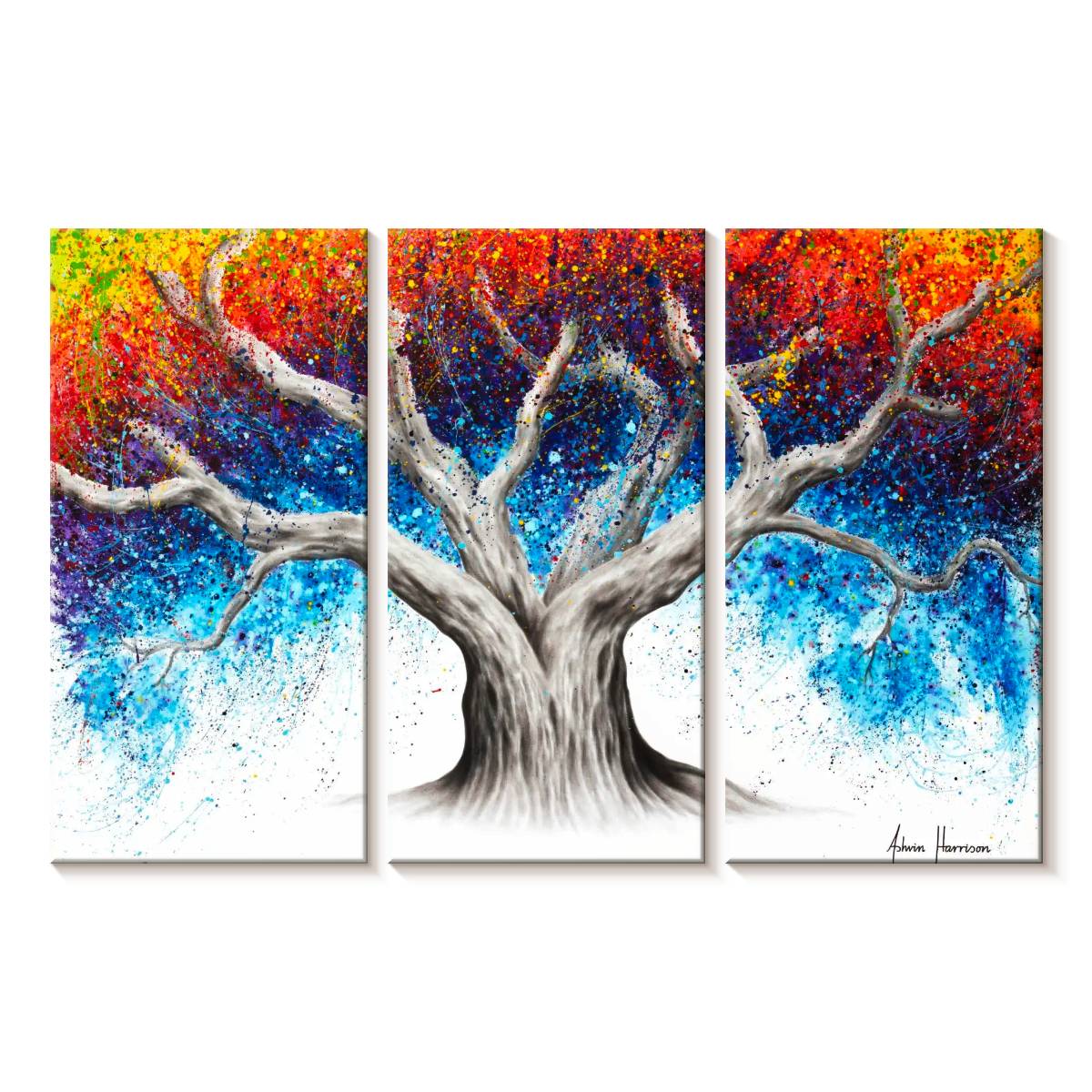 Elephant Stock Rainbow Tree Wall Art - Horizontal Multi Panel Canvas ...