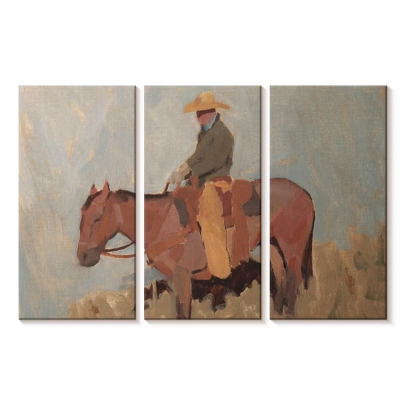 Elephant Stock Ranch Hand Ii Wall Art - Horizontal Multi Panel Canvas - Living Room Wall Decor - Animal Multi Panel - Green And Blue Decor By Jacob Green - 23" x 14"